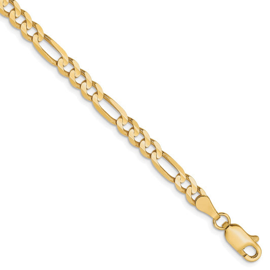 10K 4mm Concave Figaro Chain 7  inches