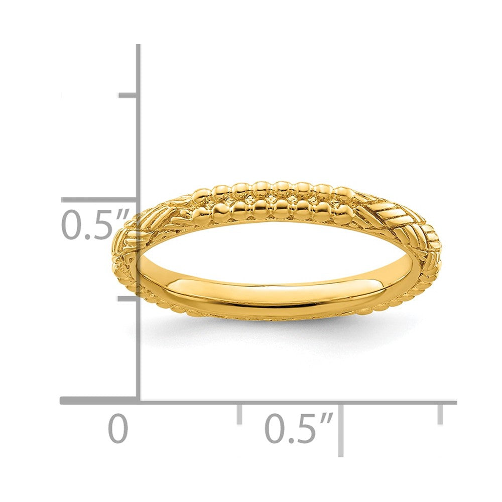 Sterling Silver Stackable Expressions Gold-plated Patterned Ring Size -6