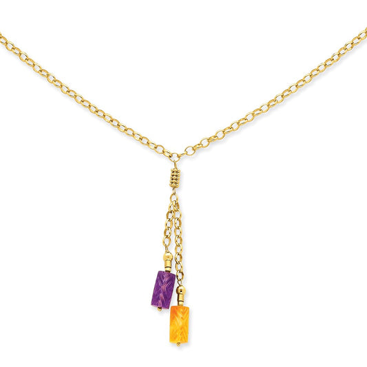 14K Amethyst & Citrine Drop Necklace