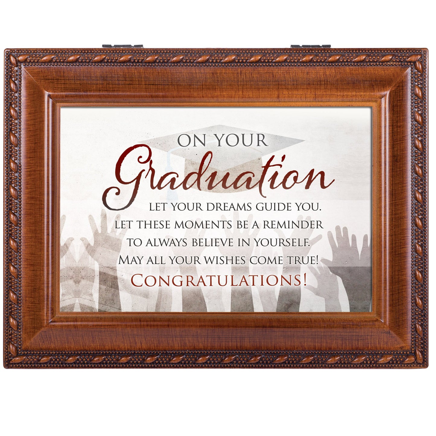 Woodgrain Resin Graduation Music Box: POMP and CIRCUMSTANCE QGM22923