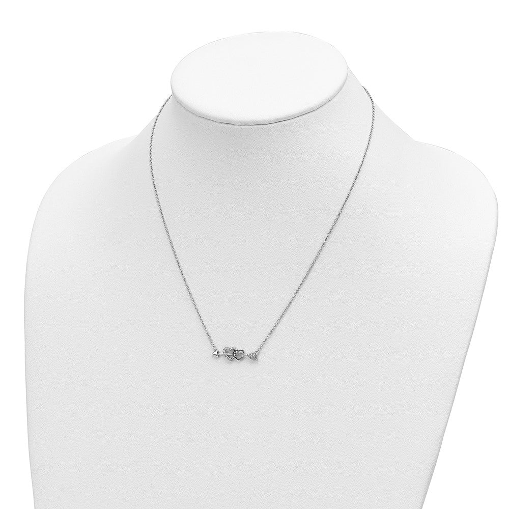 14k Two-tone Diamond Hearts on Arrow 18in Necklace