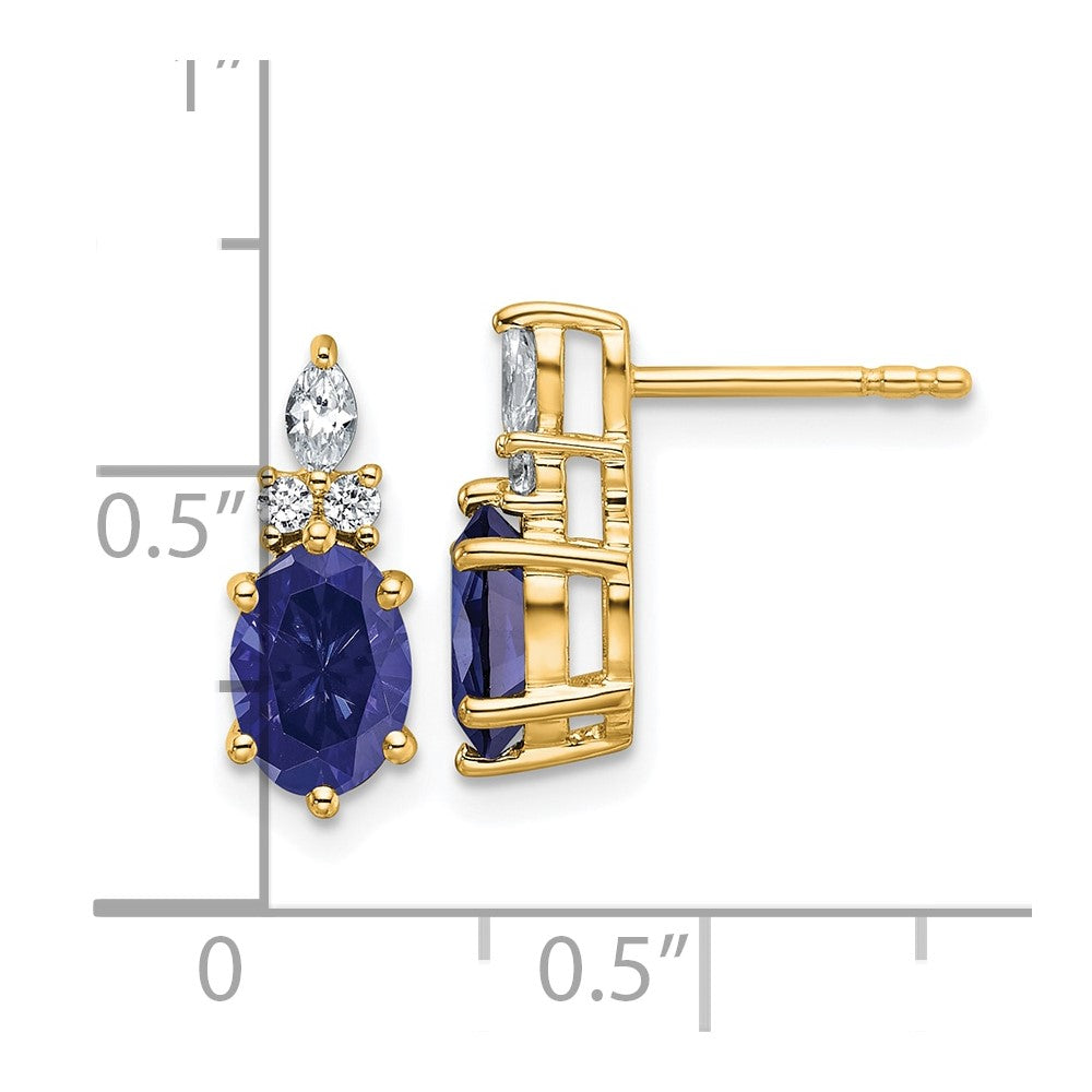 14K Polish Diamond and Lab Created Sapphire Twisted Post Earrings