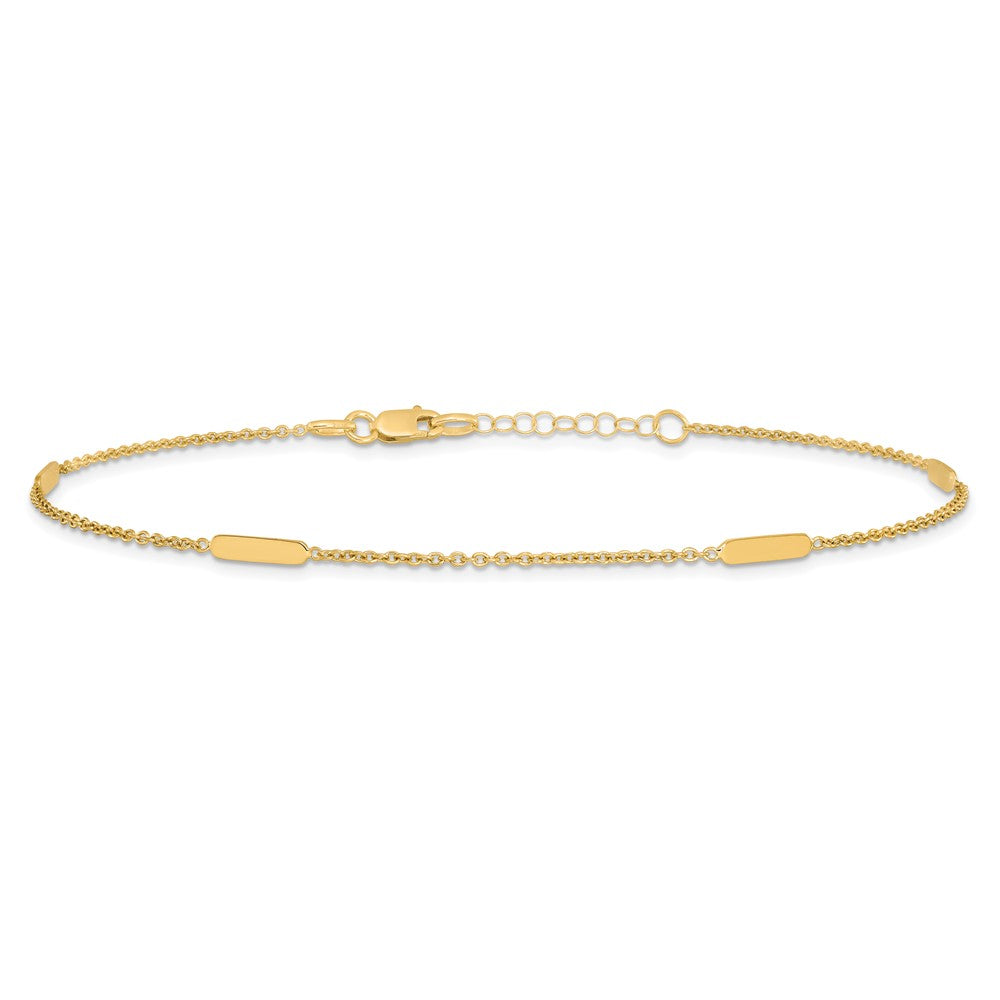 14K Polished w/1 in ext. Anklet