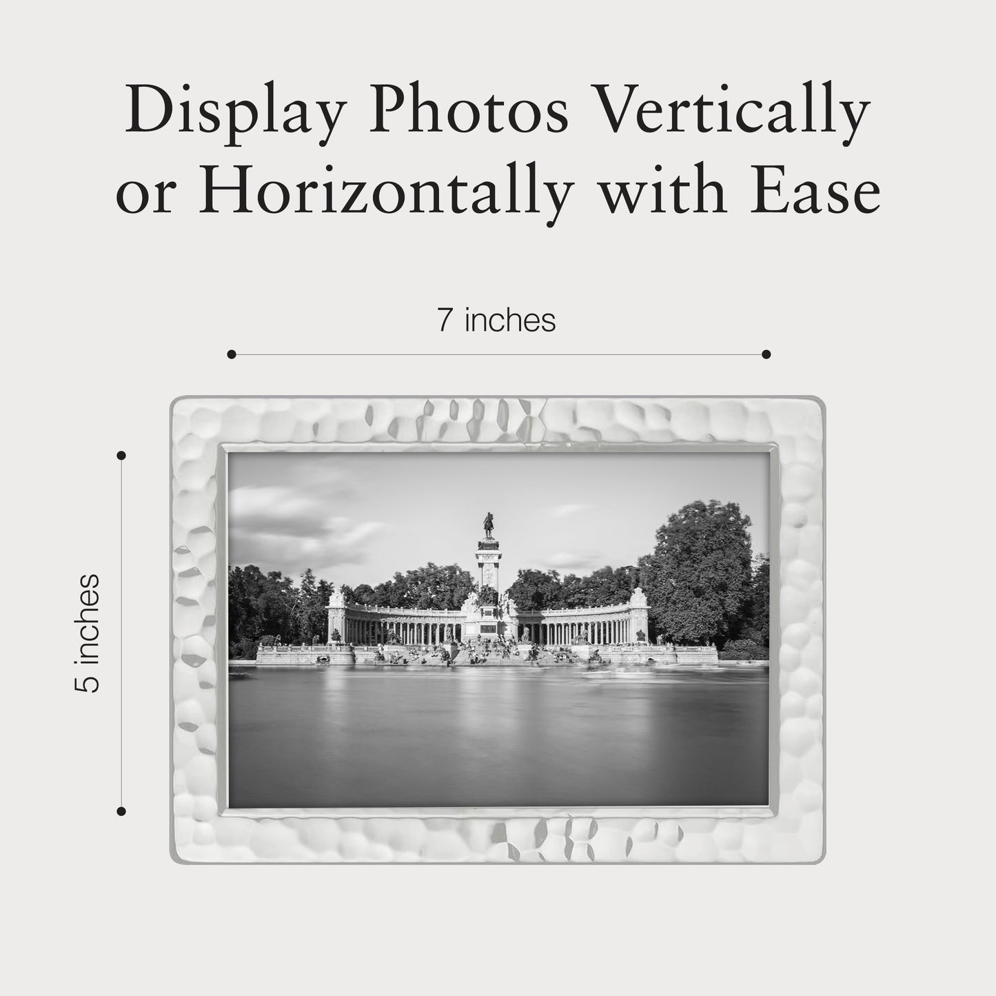Siena 5-Inch x 7-Inch Narrow Hammered Silver-Plated Picture Frame