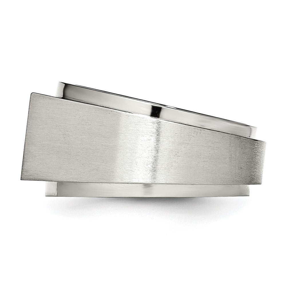 Stainless Steel Brushed and Polished CZ Signet Ring Size - 9