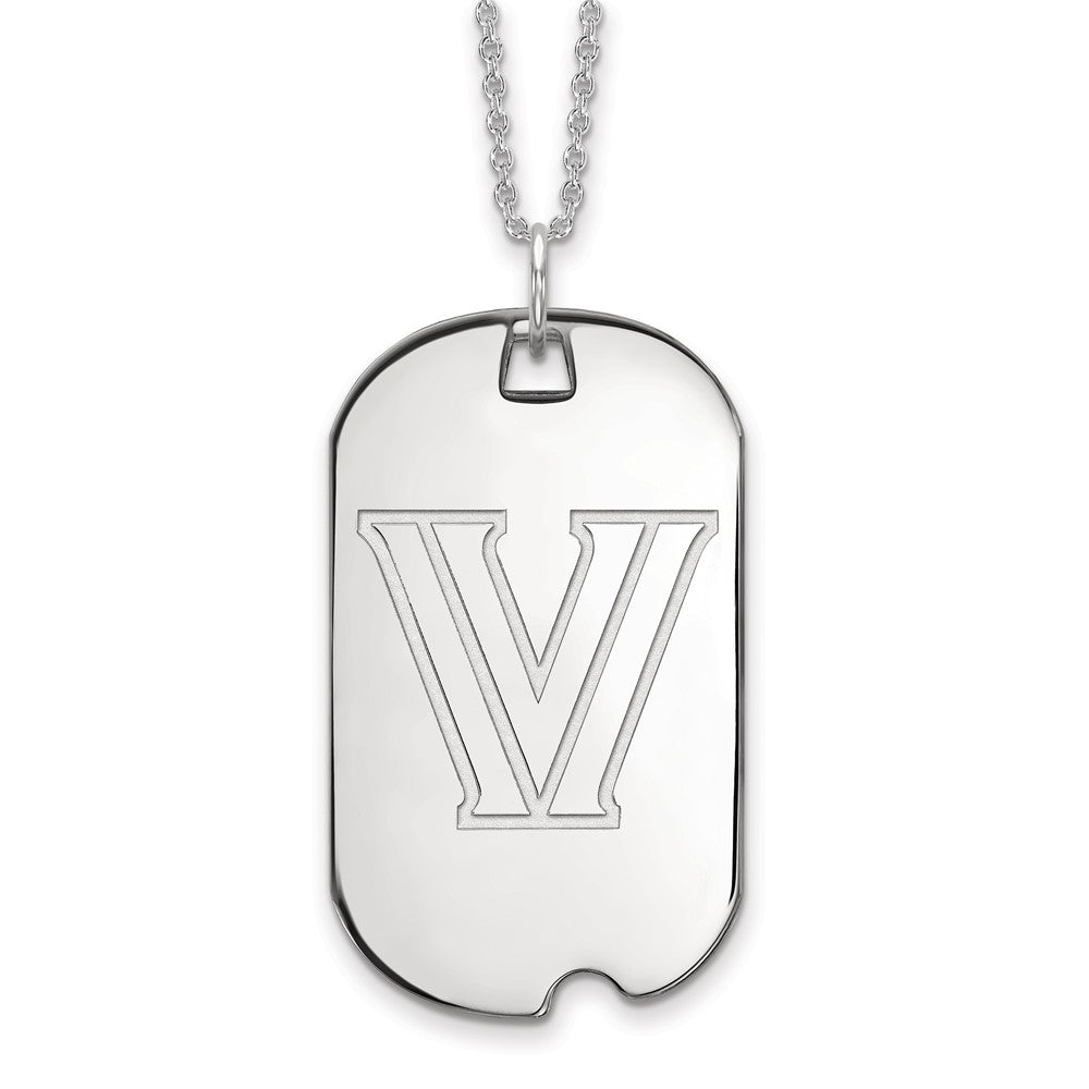 Sterling S. Rh-plated LogoArt Villanova University Large Dog Tag Necklace