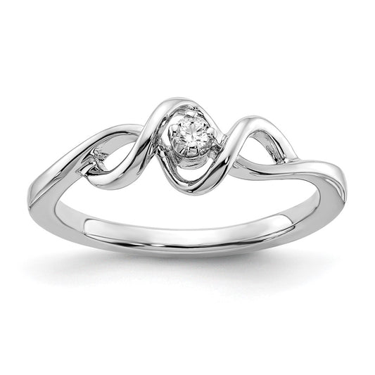 Sterling Silver Polished Diamond Twisted Ring
