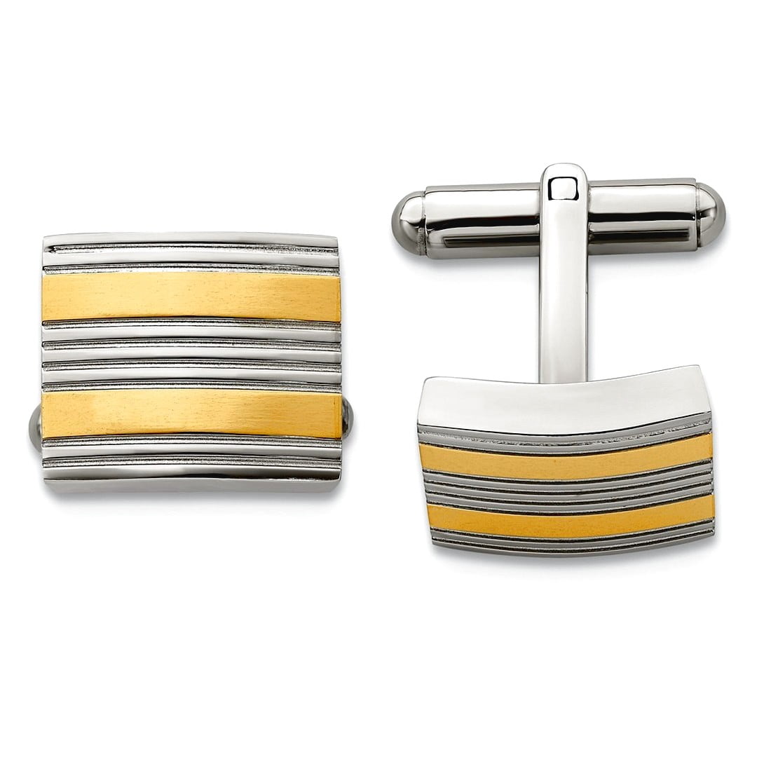 Stainless Steel Gold Ip Plated and Polished Cuff Links 15x13mm Wide-Cuff Link for Men