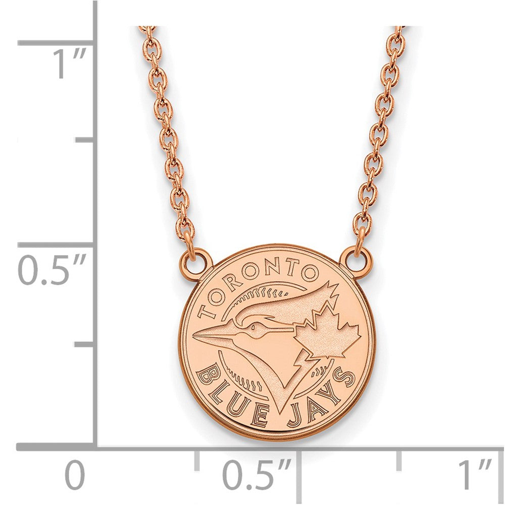 Sterling Silver Rose Gold-plated MLB LogoArt Toronto Blue Jays Large Pendan