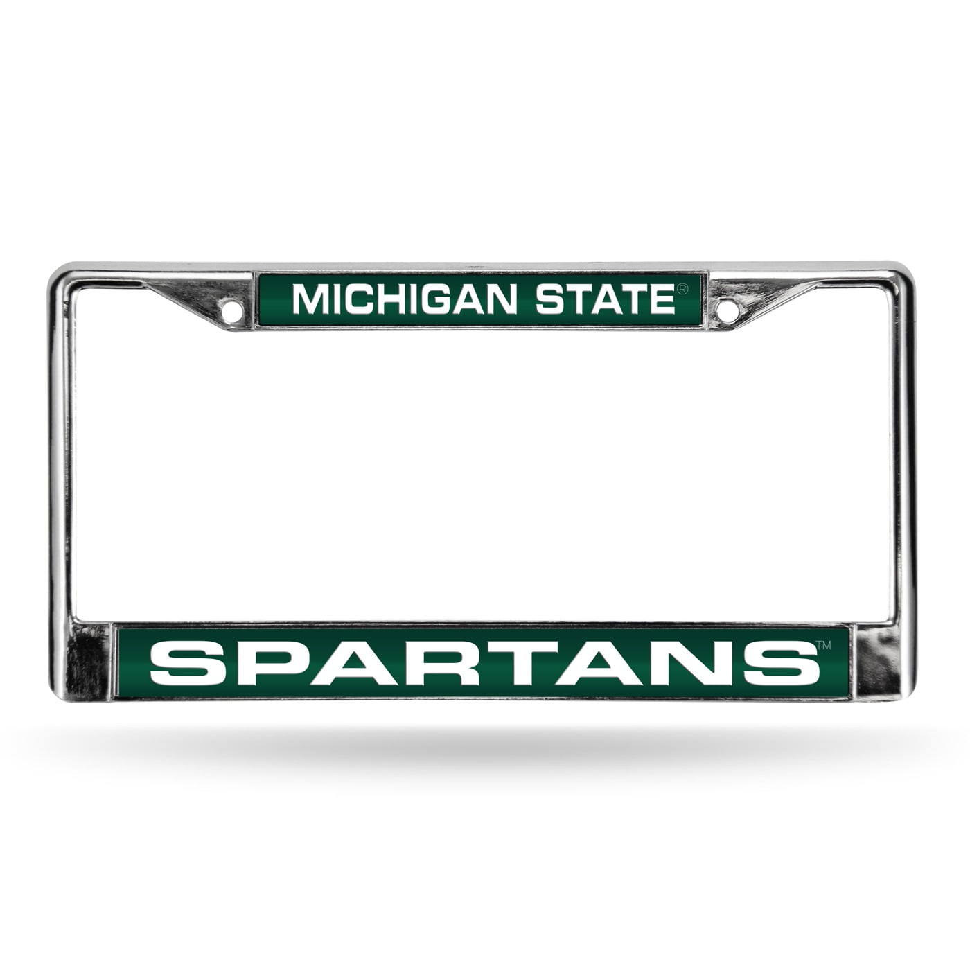 Collegiate Michigan State Green Laser Chrome Acrylic License Plate Frame QGC6975