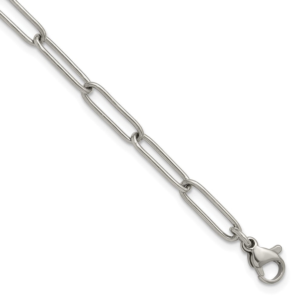 Stainless Steel Polished Open Link Paperclip 7in w/1.25in ext Bracelet 7 inches