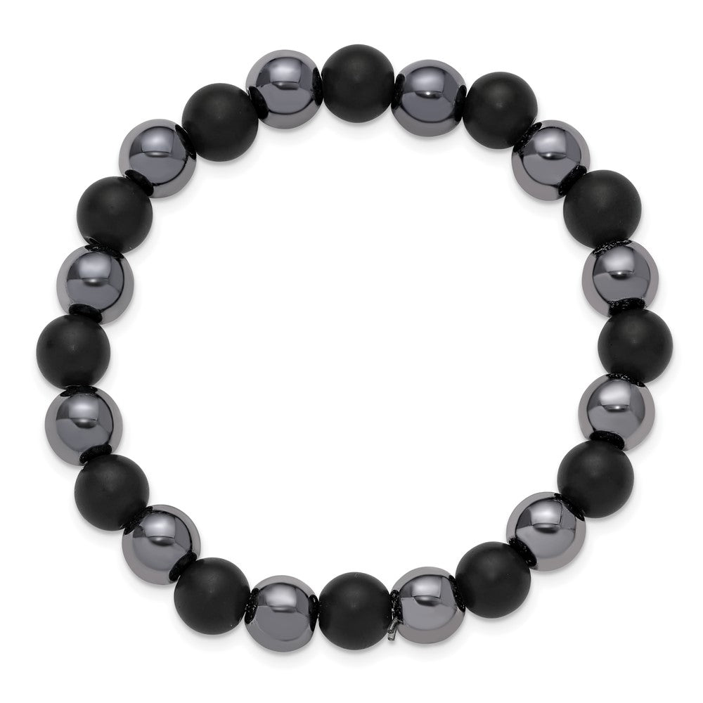 Chisel Stainless Steel Polished 8-8.25mm Agate and Hematite Beaded 6.25 inch Stretch Bracelet 6.25 inches