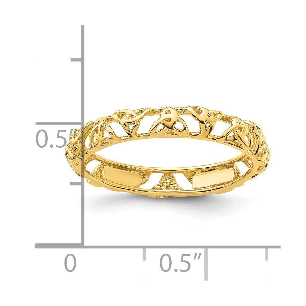 Sterling Silver Stackable Expressions Yellow-plated Celtic Knot Ring Size -5