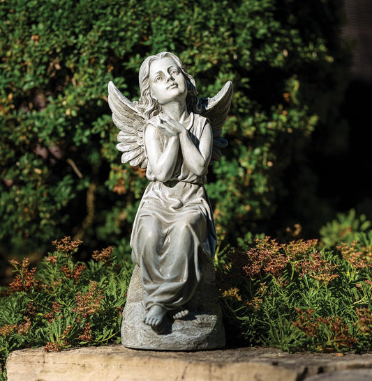 Joseph's Studio by Roman, Garden Statuary Collection, 16" H Sitting Angel Garden, Home DâˆšÂ©cor, Devout Gift, Prayerful Inspiration (6x7x15)