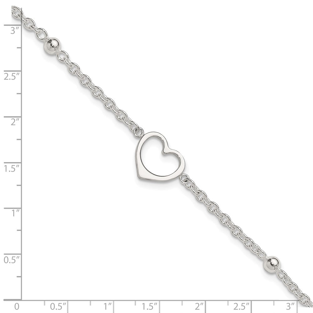 Sterling Silver 9in Plus 1 in ext Heart Anklet 10 inches