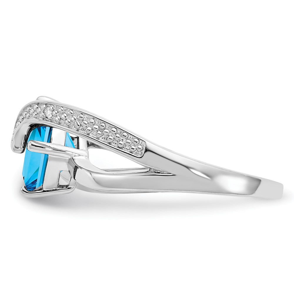 ANC Sterling Silver Blue Topaz & Diamond Ring
