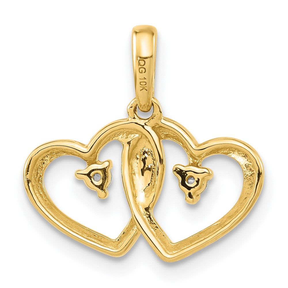 10k Polished Diamond Double Hearts Pendant