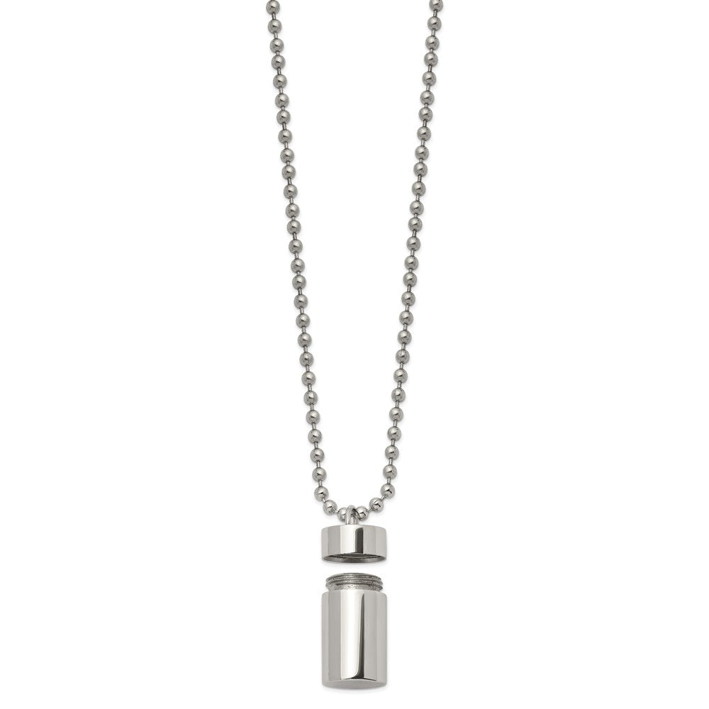 Stainless Steel Polished Capsule that Opens 22in Necklace