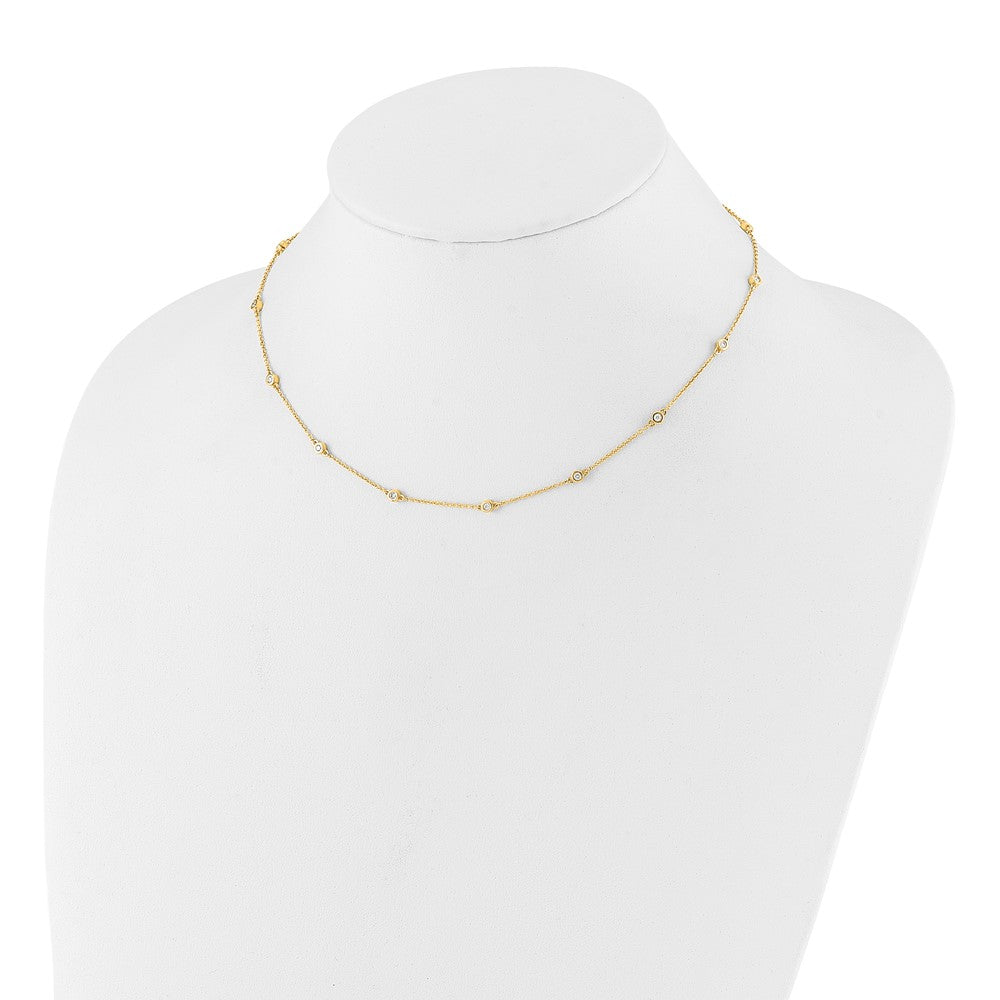14k Diamond Station Cable Necklace