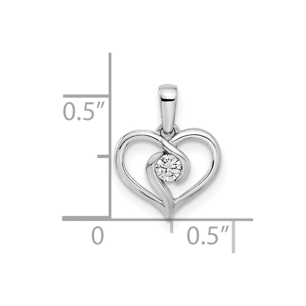 14k White Gold 1/10 carat Lab Grown Diamond VS/SI+ G+ Heart Pendant