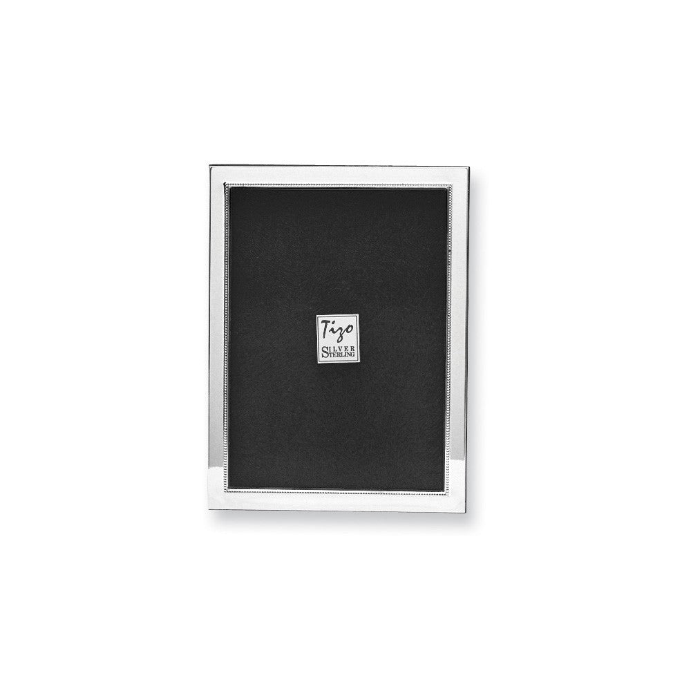 925 Sterling Silver Tarnish Resistant Beaded 7.5x9.5 Photo Frame with Finished Wood Back