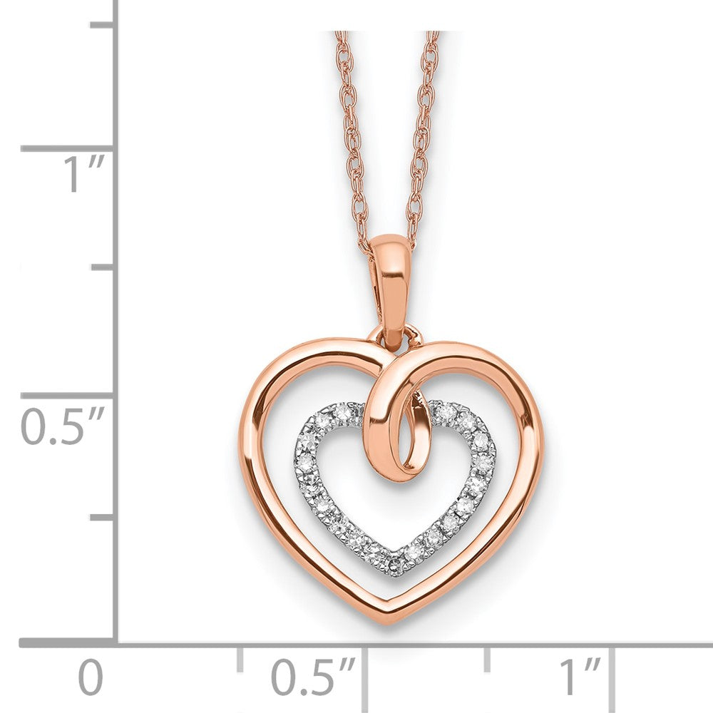 14k Two-Tone White and Rose Gold 1/10 carat Lab Grown Diamond VS/SI+ G+ 18 inch Heart Pendant Necklace