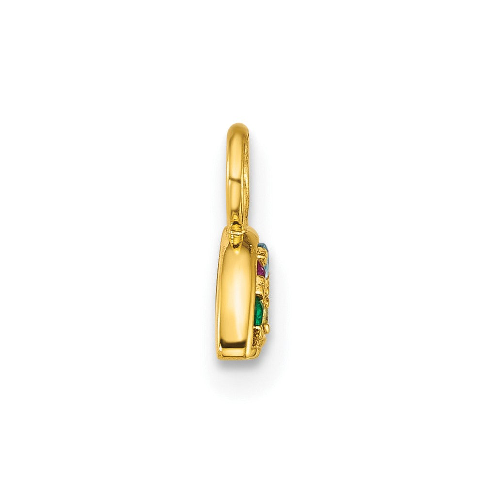 14K Polished Multi-color CZ Rainbow Charm