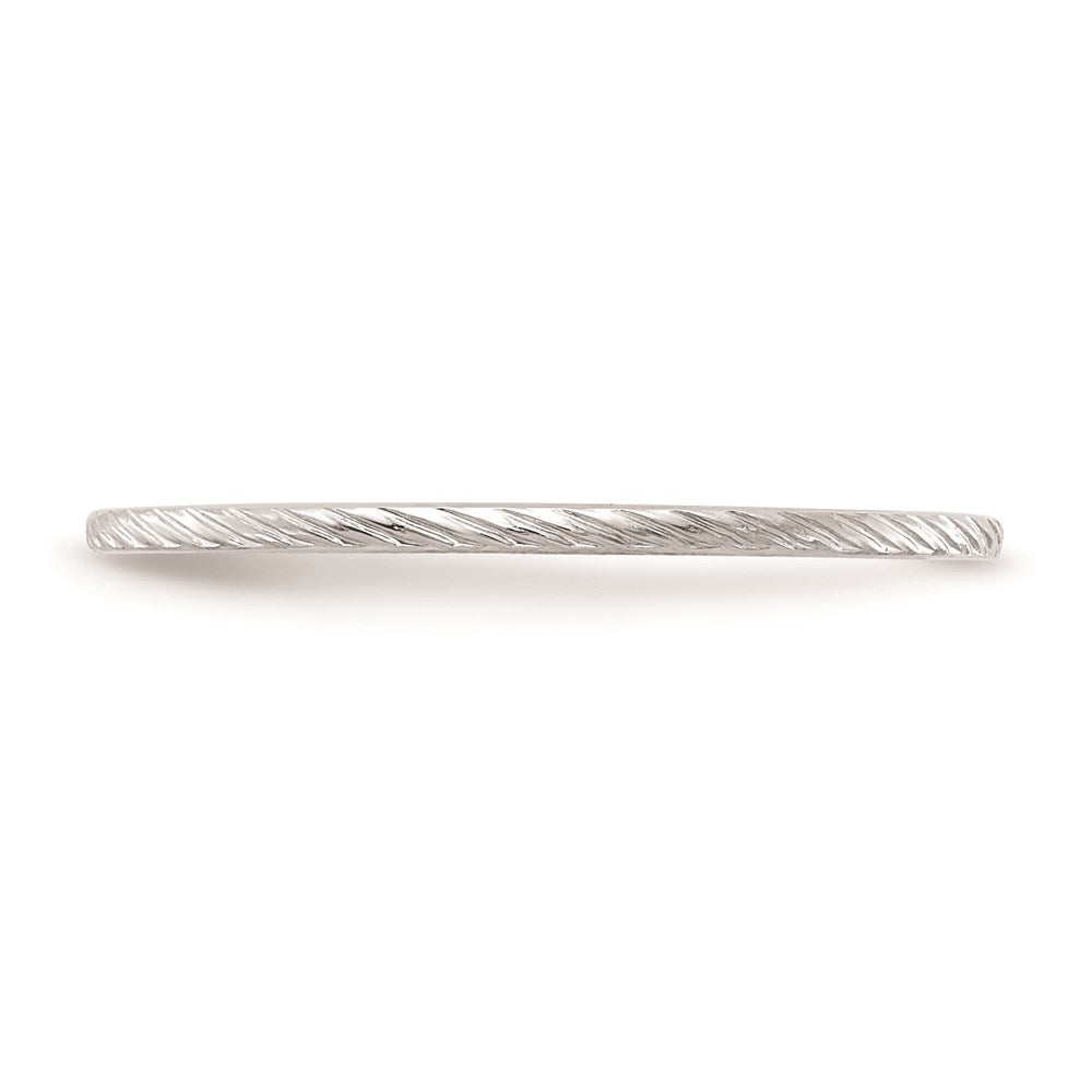 10K White Gold 1.2mm Twisted Wire Pattern Stackable Band Size 8