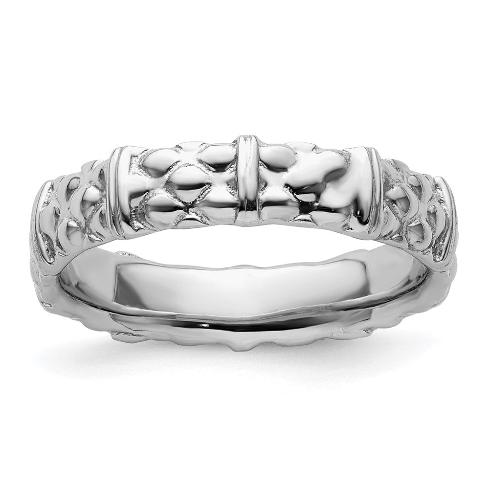 Sterling Silver Stackable Expressions Rhodium Ring Size -5