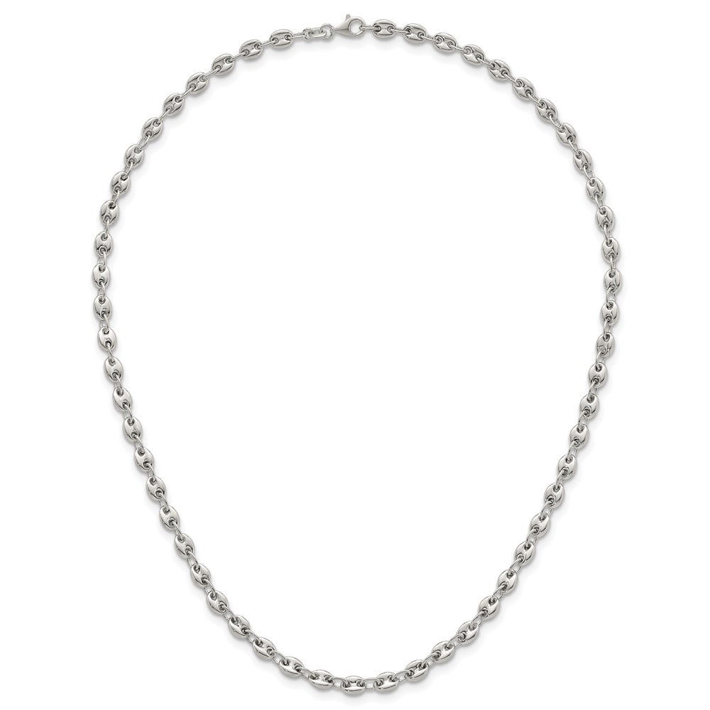 Sterling Silver Polished 4.8mm Puffed Mariner/Anchor Link 18 Inch Necklace