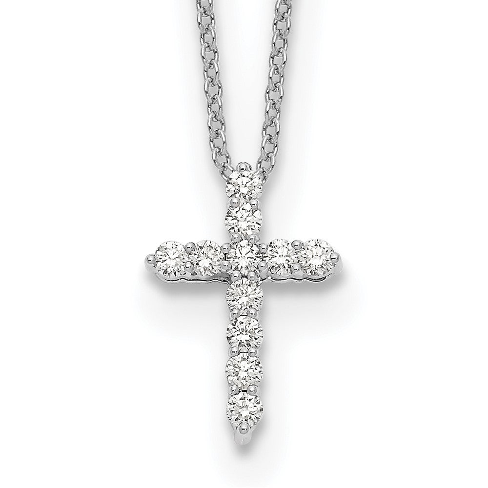 True Origin 14k White Gold 1/4 carat Lab Grown Diamond VS DEF 18 inch Cross Pendant Necklace