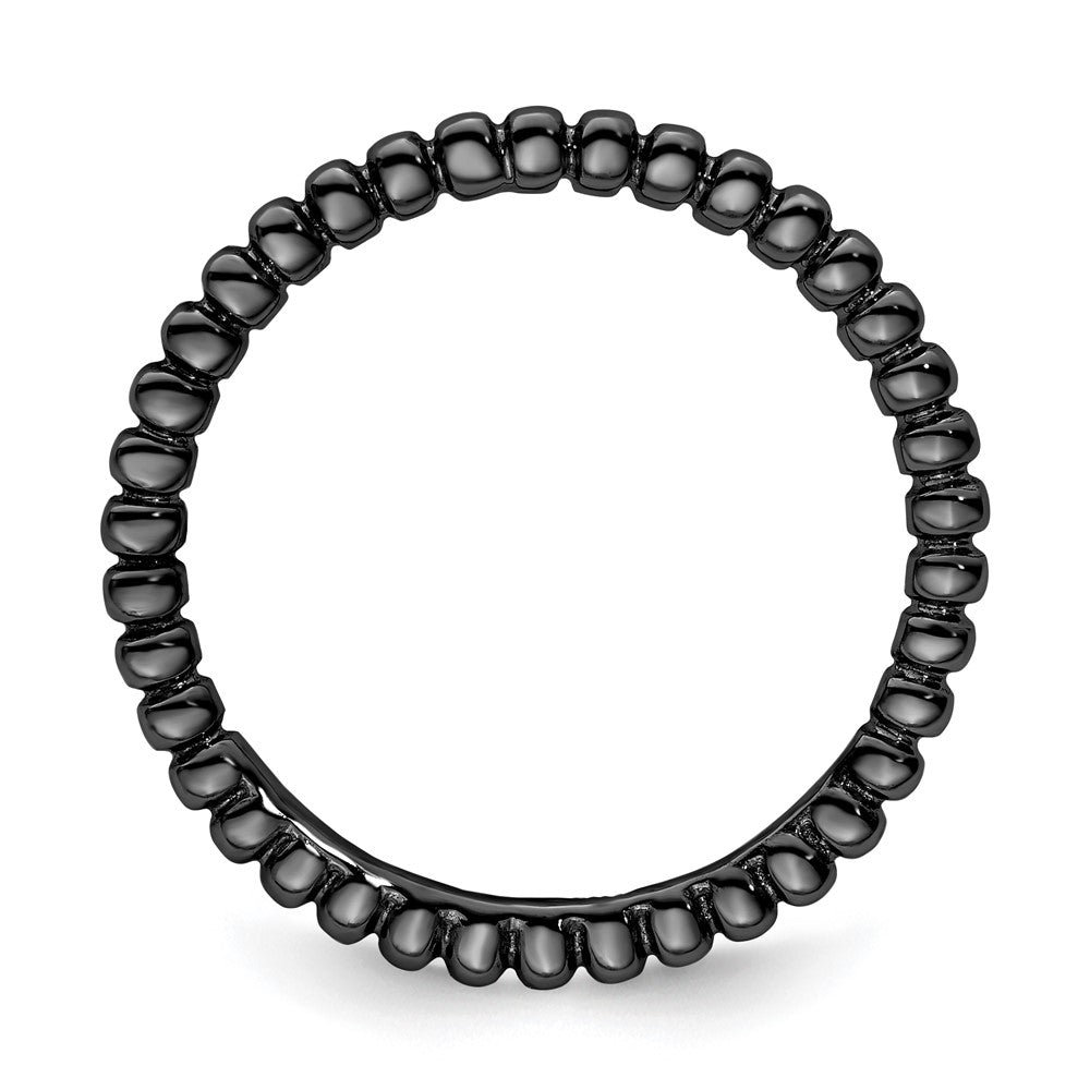 Sterling Silver Stackable Expressions Black-plated Ring Size -7
