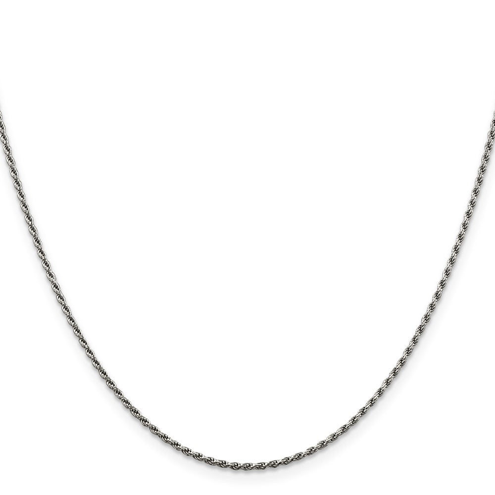 Sterling Silver Rhodium-plated 1.5mm Diamond-cut Rope Chain 30 Inches