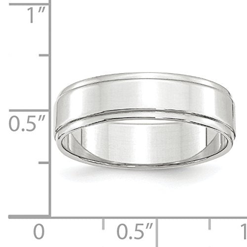 10k White Gold 6mm Flat with Step Edge Wedding Band Size 8.5