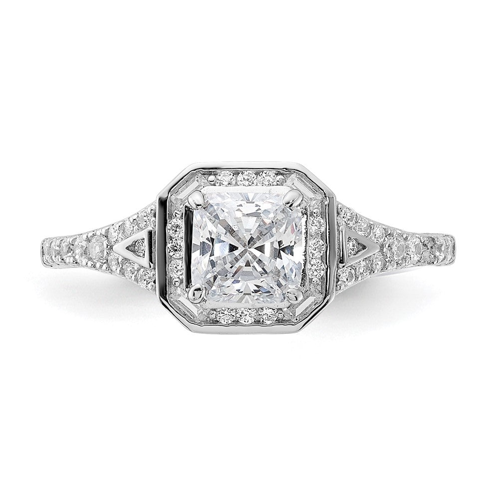 Sterling Shimmer Sterling Silver Rhodium-plated CZ 41 Stone Open Back Ring