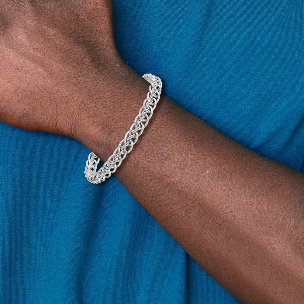 Sterling Silver Rhodium-plated Polished Link Bracelet 7.5  inches