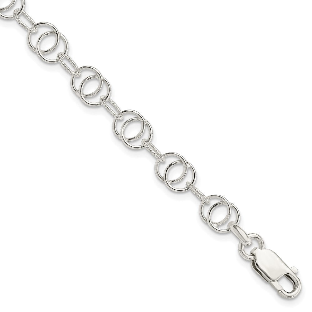 Sterling Silver Polished and Textured Fancy Bracelet 7.5 inches