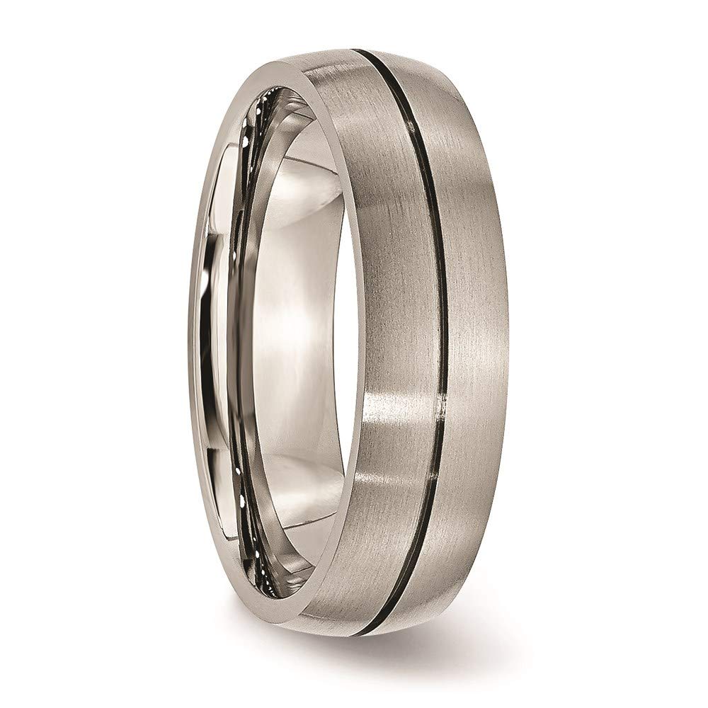 Titanium Satin 6mm Grooved Band Size - 8