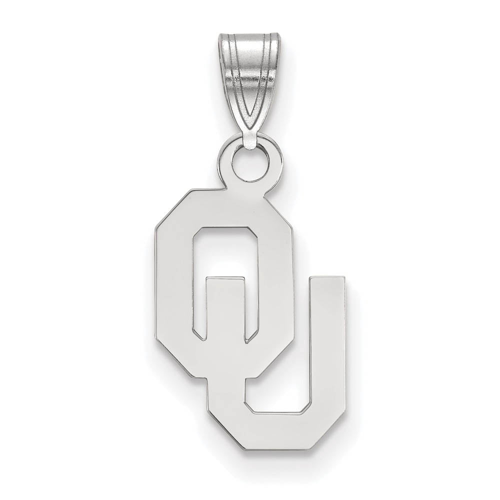 Sterling Silver Rhodium-plated LogoArt University of Oklahoma O-U Small Pendant Q-SS002UOK