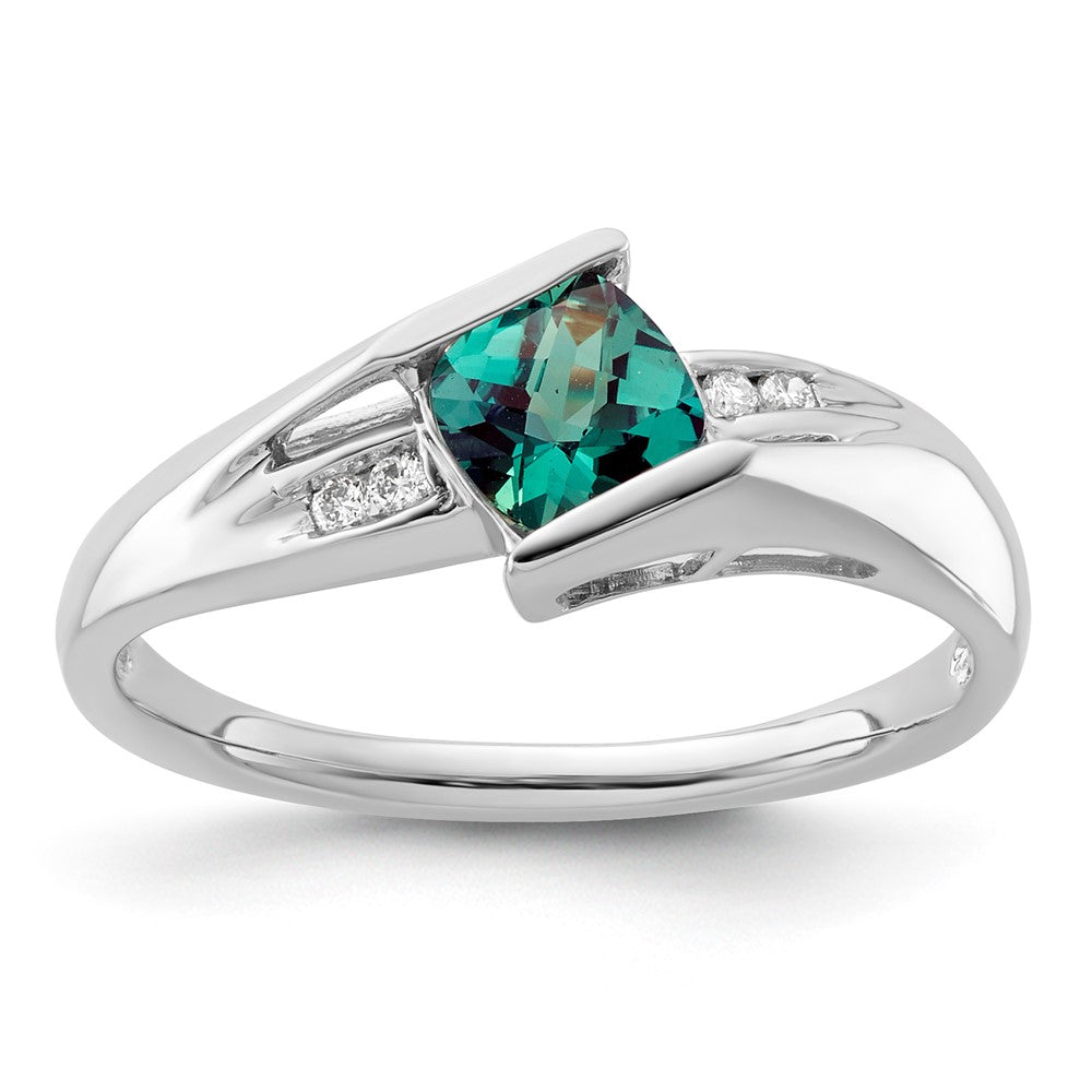 Sterling Silver CR Alexandrite & Diamond Ring