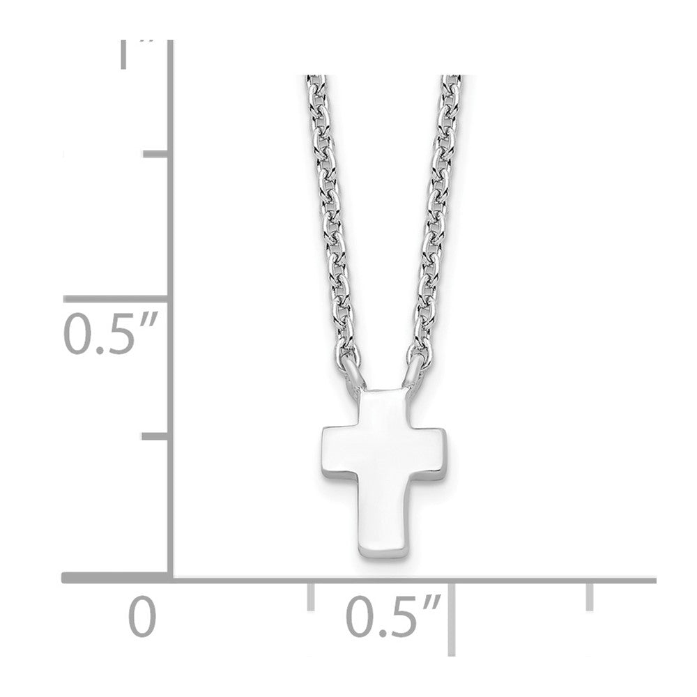 Sterling Silver Rhodium-plated w/2in ext. Polished Cross Necklace 15 Inches