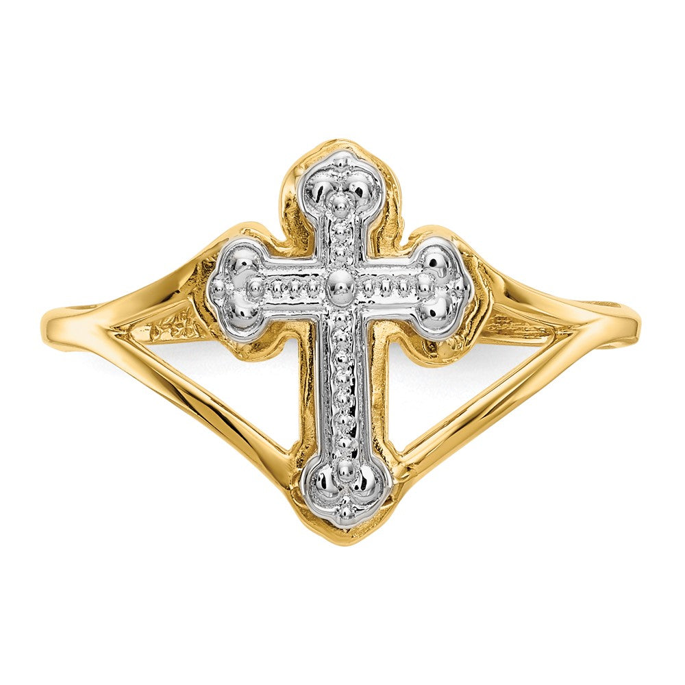 14k w/Rhodium Cross Ring Size 7