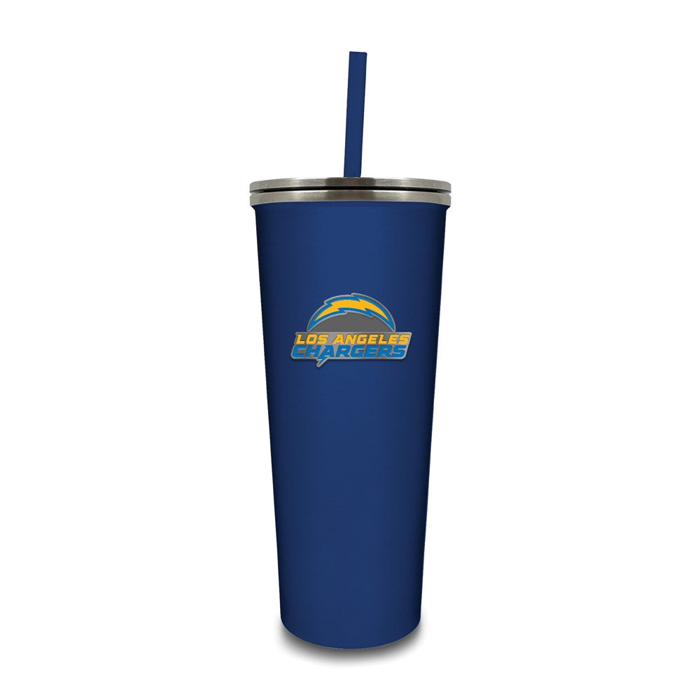 NFL Los Angeles Chargers Stainless Steel 24 ounce Skinny Tumbler with Emblem and Straw