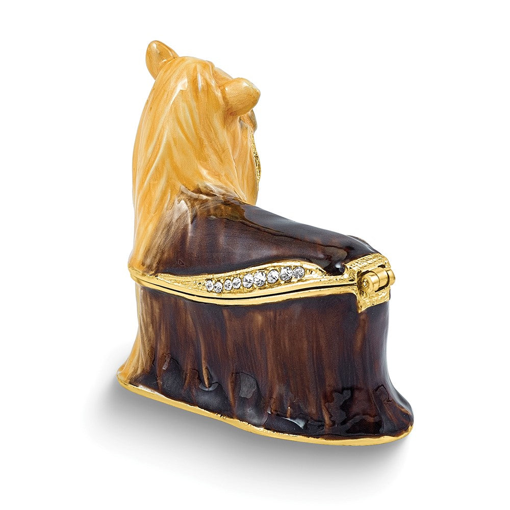 Luxury Giftware by Jere Bejeweled BUTTONS Yorkshire Terrier Trinket Box with Matching 18 inch Necklace