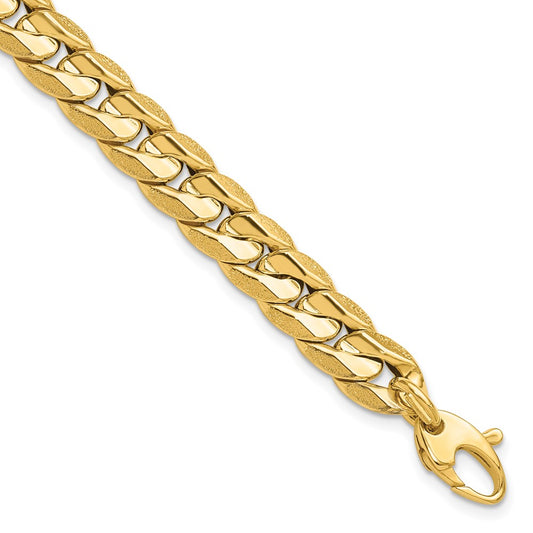 14K Polished and Textured Fancy Curb Men's Bracelet 8.5  inches