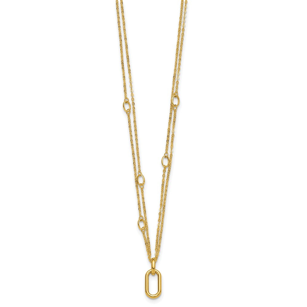 14K Polished Fancy Two-Strand Link Necklace
