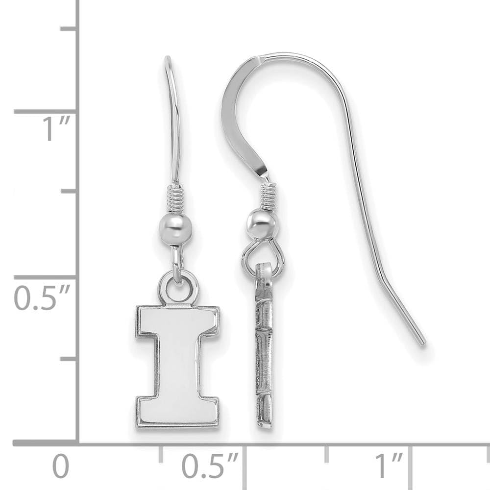 Sterling Silver LogoArt Official Licensed Collegiate University of Illinois (UI) XS Dangle Earrings