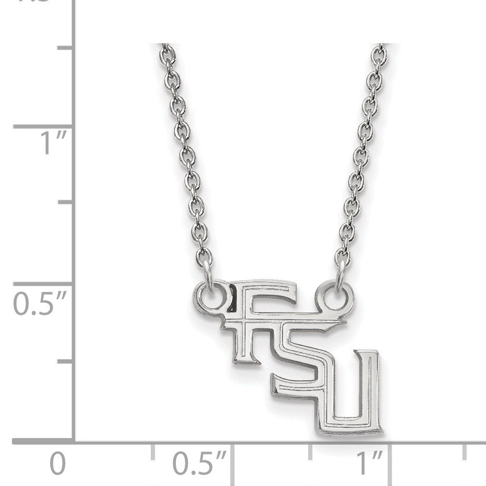 Beautiful SS Rh-p LogoArt Florida State University Small Pendant w/Necklace