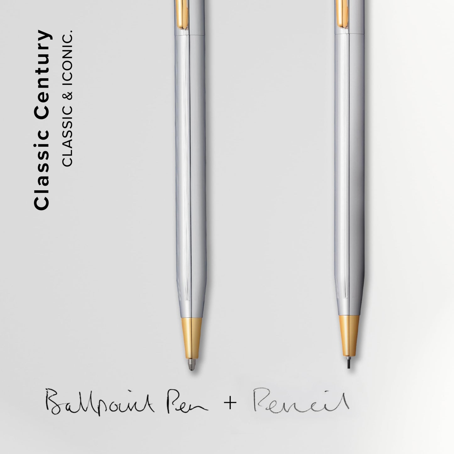 Cross Classic Century Refillable Medium Ballpoint Pen And 0.7mm Pencil Set, Includes Premium Gift Box - Medalist Chrome