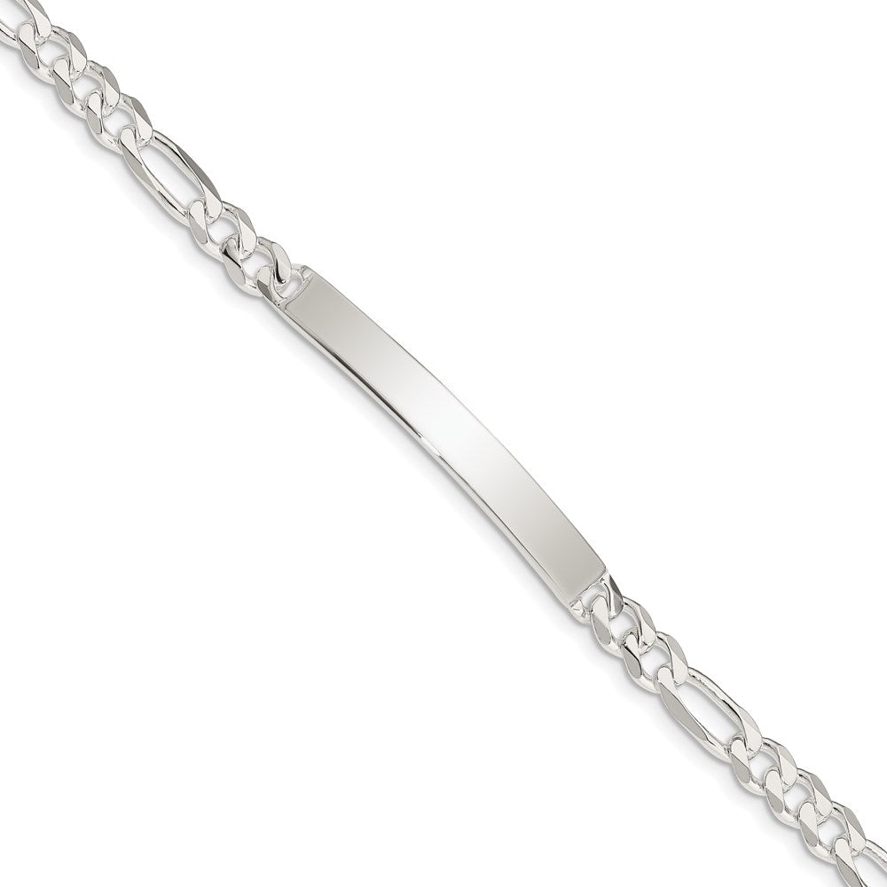 Sterling Silver Figaro Link ID Bracelet 8 inches